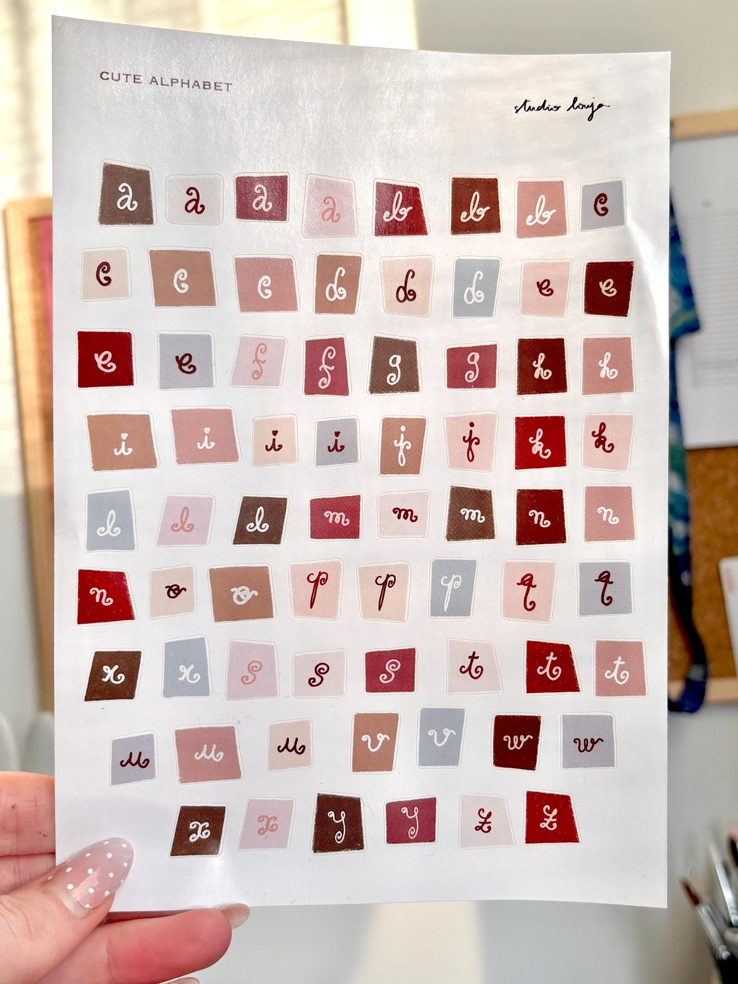 Planche de stickers lettres pastels