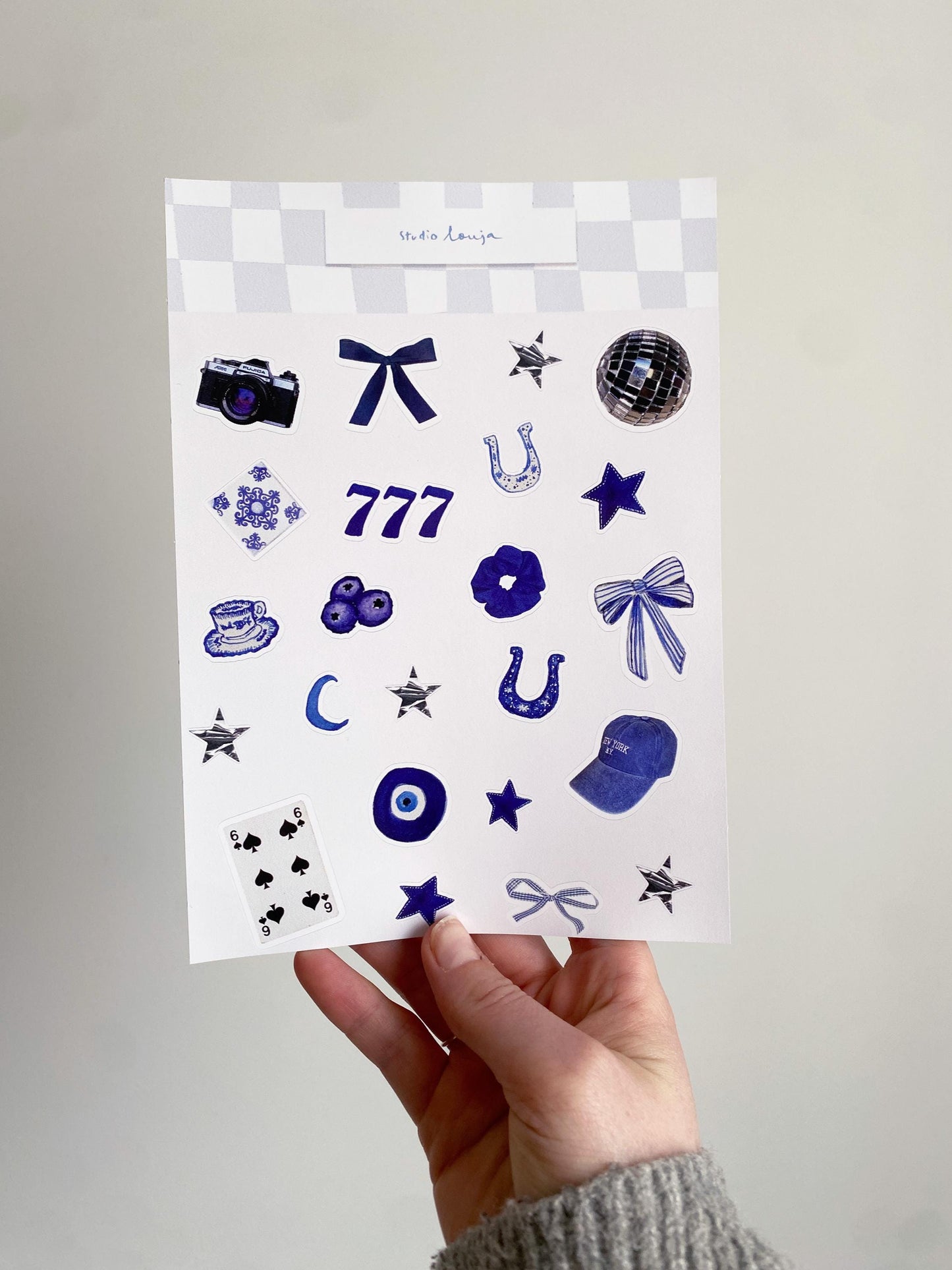 Planche de stickers bleu lucky girl