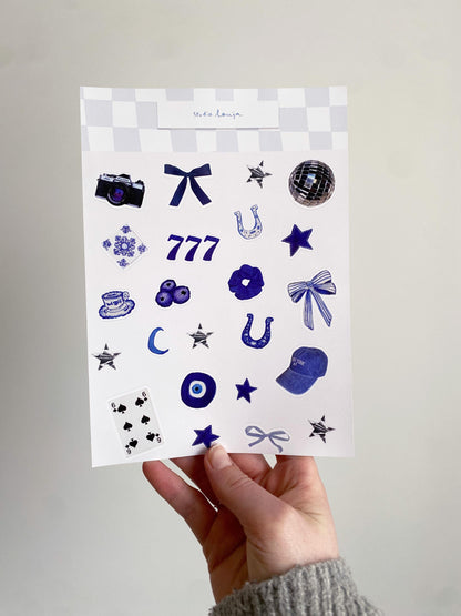 Planche de stickers bleu lucky girl