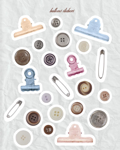 Planche de stickers cute buttons
