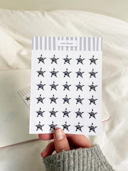 Lot stickers étoiles doré argent
