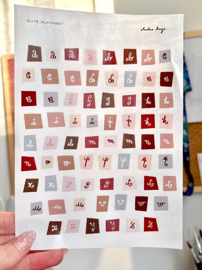 Planche de stickers lettres pastels