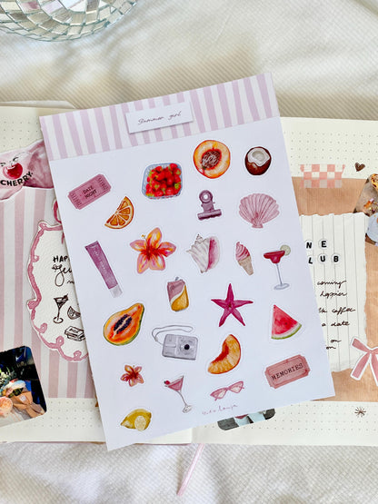 Planche de stickers summer girl
