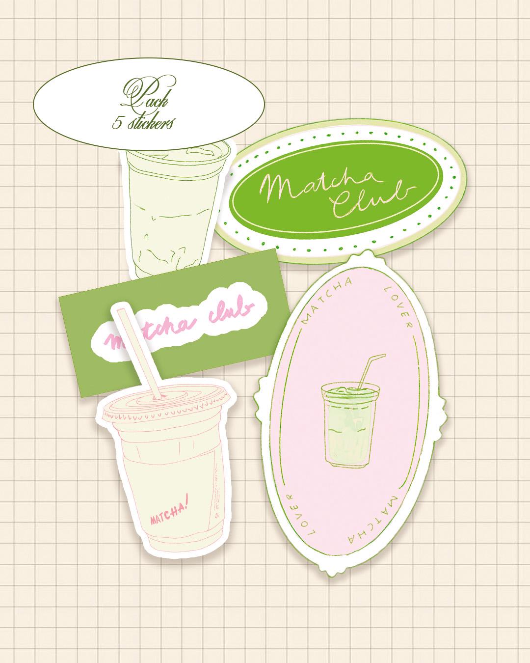Pack 5 stickers - Matcha lover club