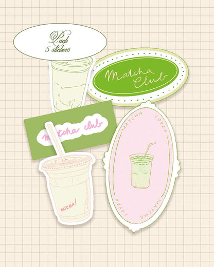 Pack 5 stickers - Matcha lover club