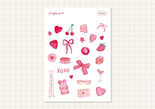 Planche de Stickers Girly Aesthetic