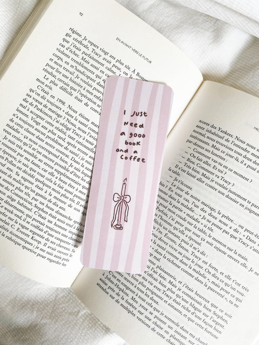 Marque page - a good book and a coffee