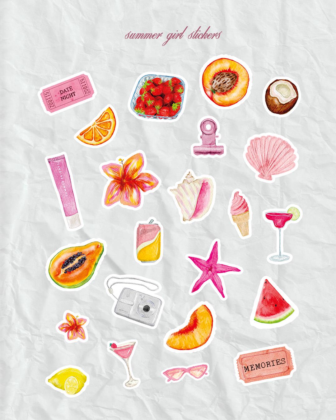 Planche de stickers summer girl