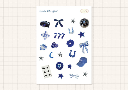 Planche de stickers lucky girl