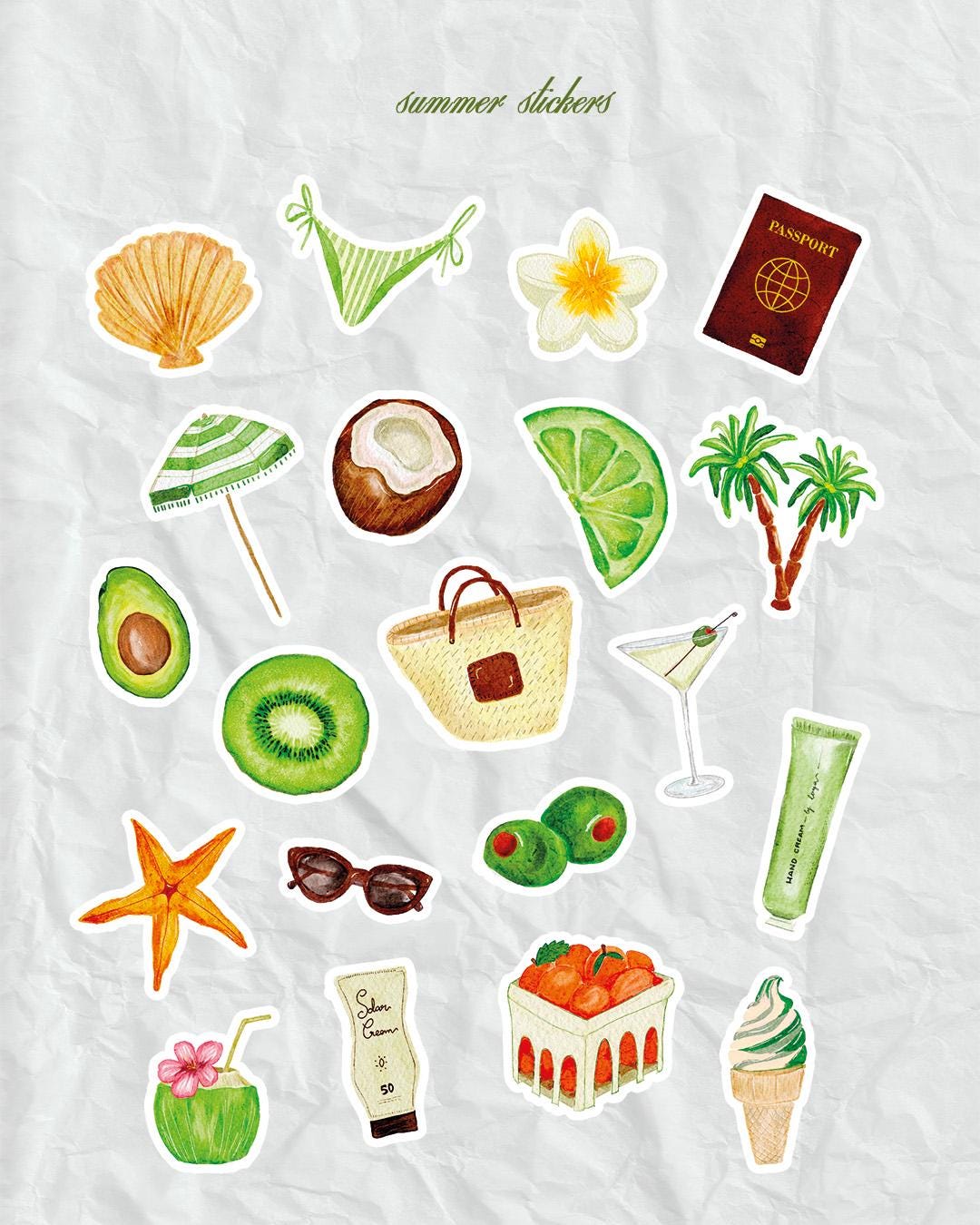 Planche de stickers summer