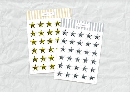 Lot stickers étoiles doré argent