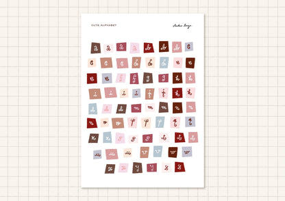 Planche de stickers lettres pastels