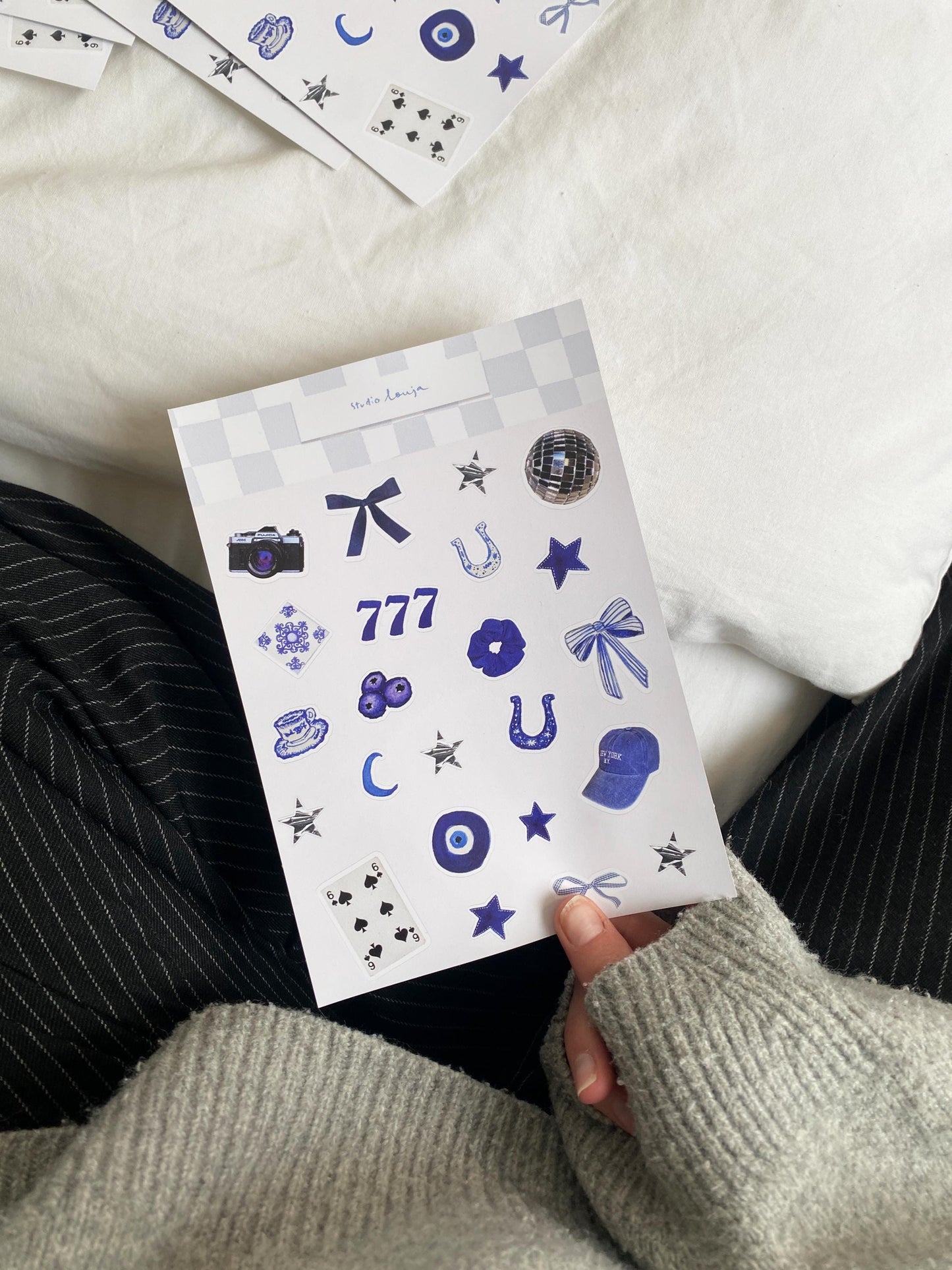 Planche de stickers bleu lucky girl