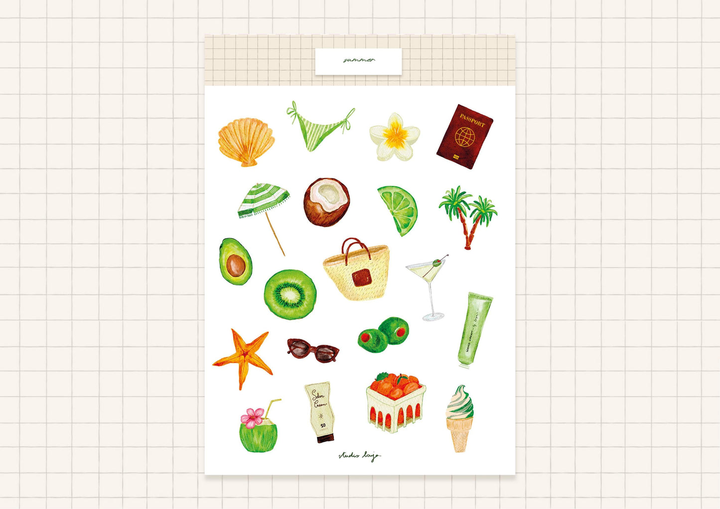 Planche de stickers summer