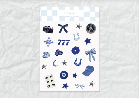 Planche de stickers bleu lucky girl