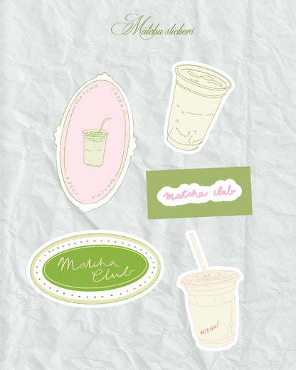 Pack 5 stickers - Matcha lover club