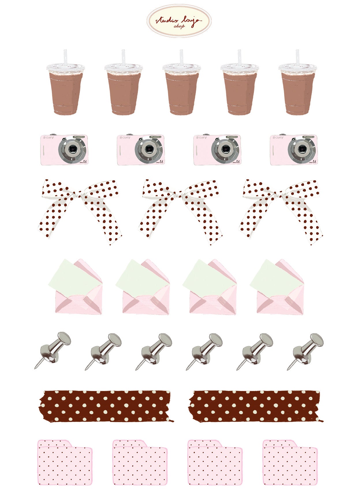 Planche de stickers A6 - journal essentials