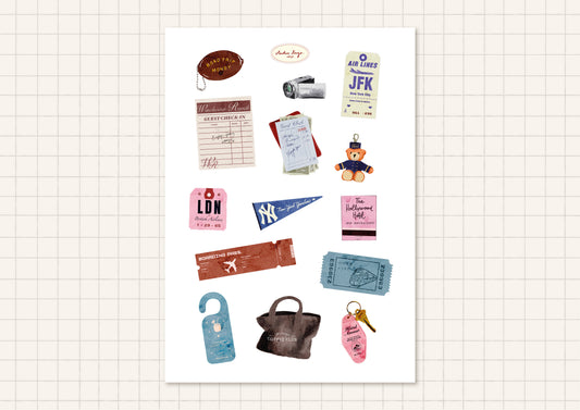 Planche de Stickers Junk Journal Trip